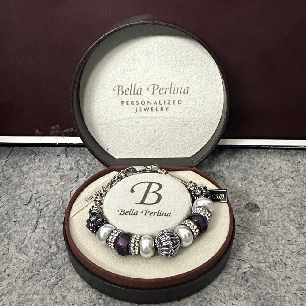 BNIB. Bella Perlina Amethyst and Silver Beaded Bracelet - Picture 3 of 6